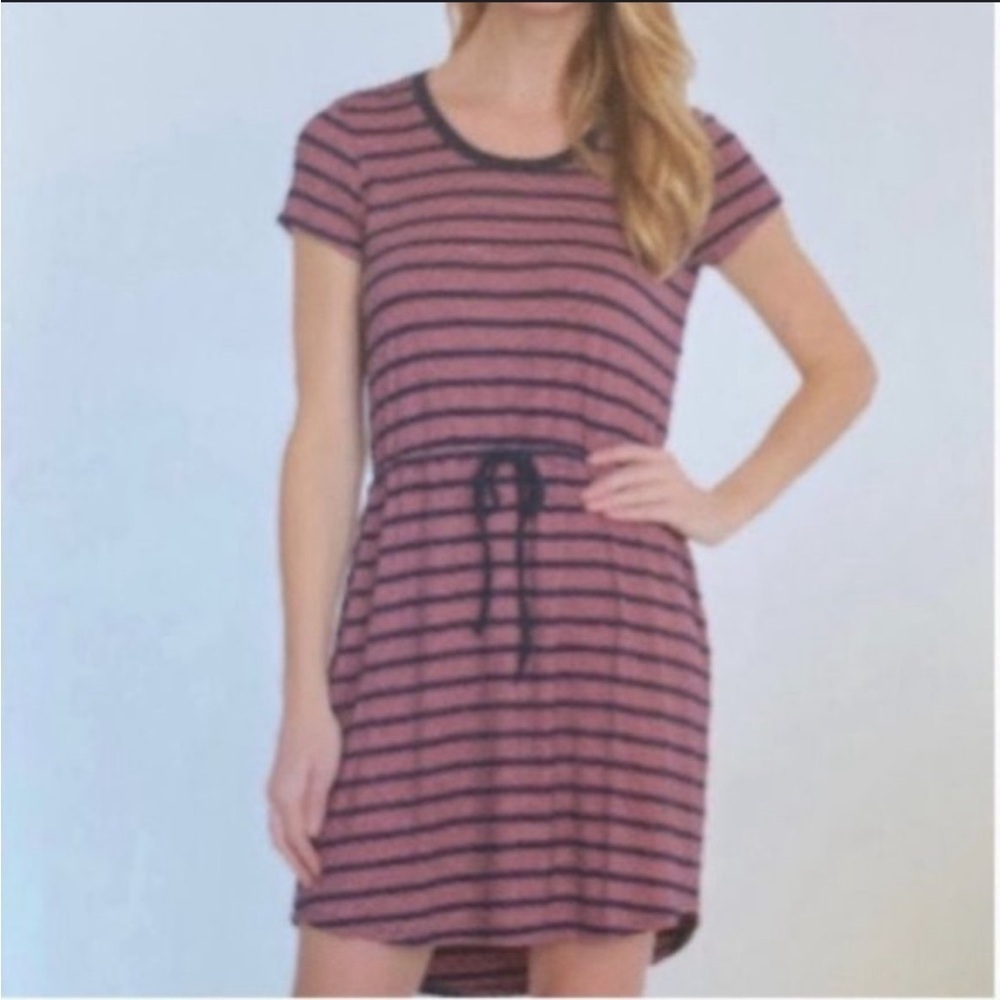 Olive & Oak striped drawstring waist t-shirt dress size L